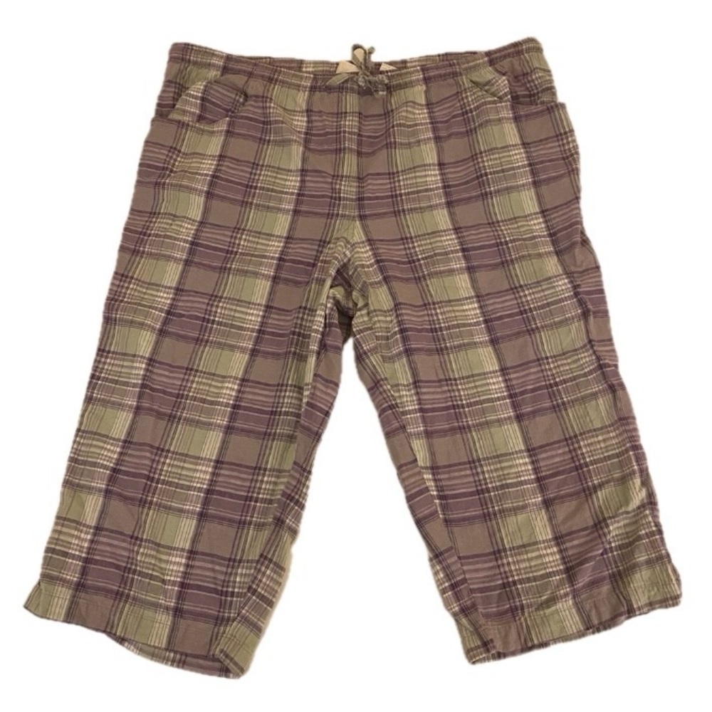Baxter & Wells Women’s Large Purple and Grey Plaid Sleep Pant Capris
